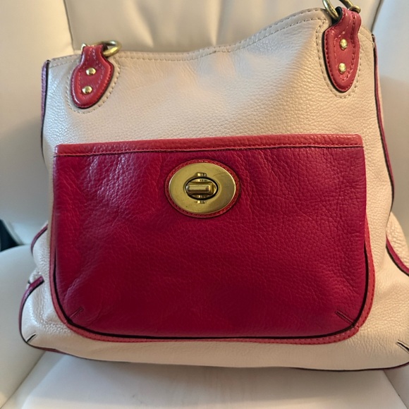 Y2K Coach Multicolored Pebbled Leather. Stylish Two-Tone Leather bag with chains - Picture 4 of 16